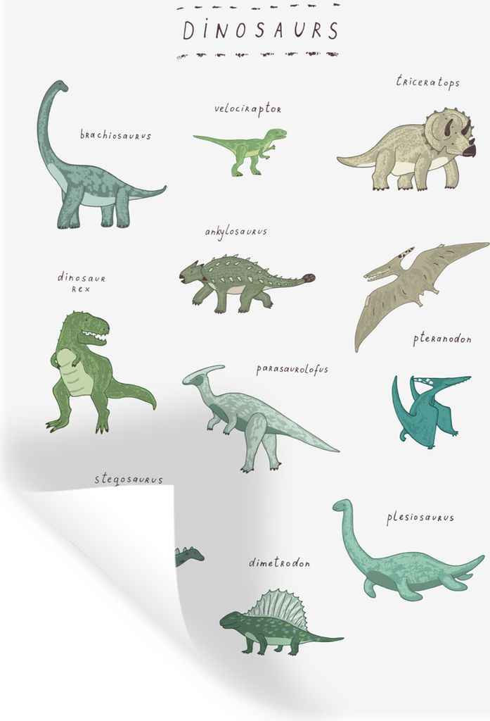 MuchoWow Wandtattoo Wandsticker Wandaufkleber Kinderzimmer - Farben - Dinosaurier - Junge - Mädchen - Kind 60x90 cm Selbstklebend und Reposition...