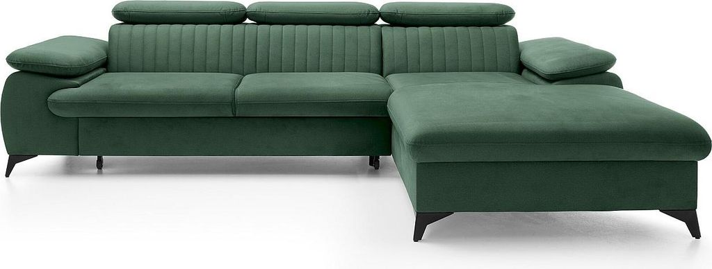 Rechtes Ecksofa aus grünem Velours - SAMARA by Pascal Morabito