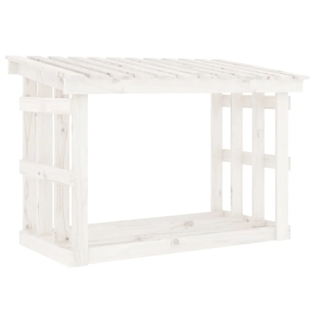 Scaffale Portalegna Design Bianco 108x64,5x77 cm Pino Massiccio vidaXL