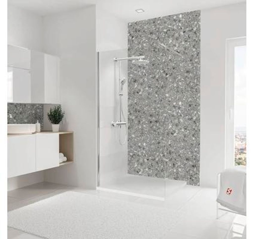 Duschrückwand SCHULTE DecoDesign Terrazzo-Grau Softtouch 255 x 125 mm D19012254 854