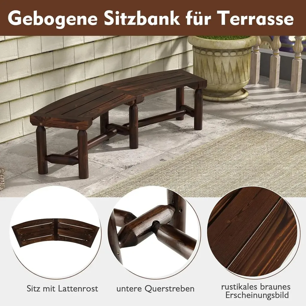 Banc de jardin bois durable sans dossier marron - Résistant eau et soleil