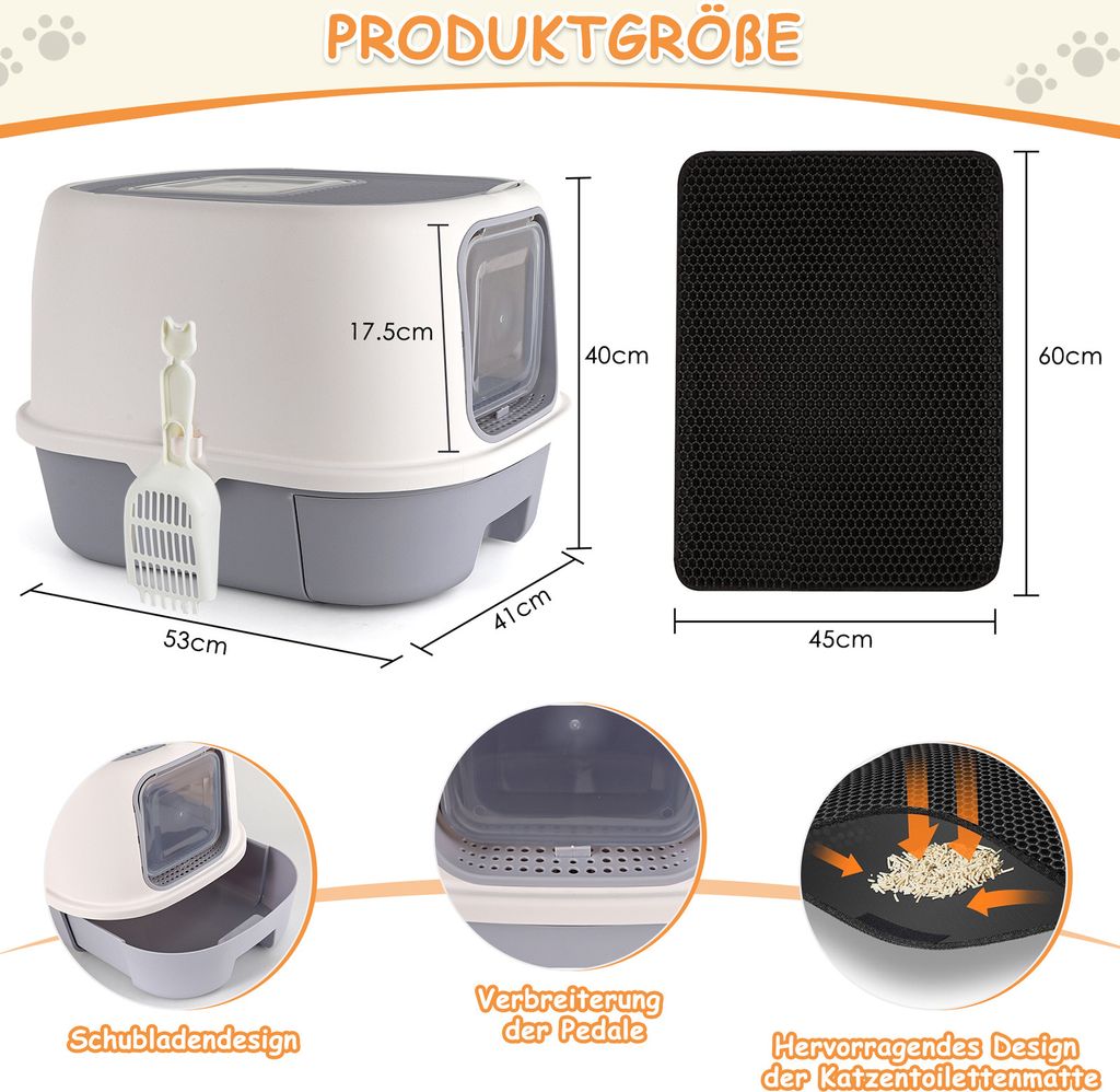 Freetoo Katzenklo, Katzentoilette mit ausziehbarer Schale, Produktbild 6