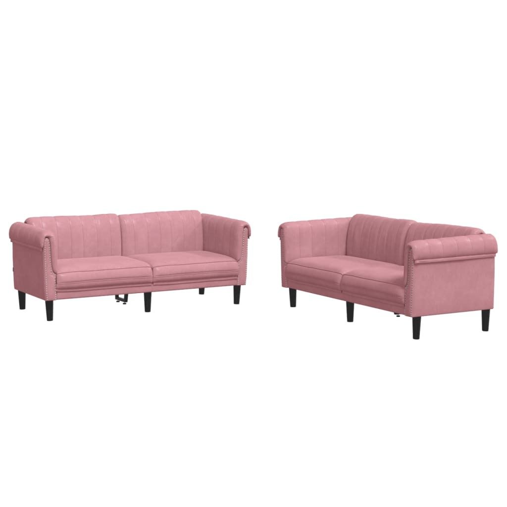 vidaXL 2-tlg. Sofagarnitur Rosa Samt