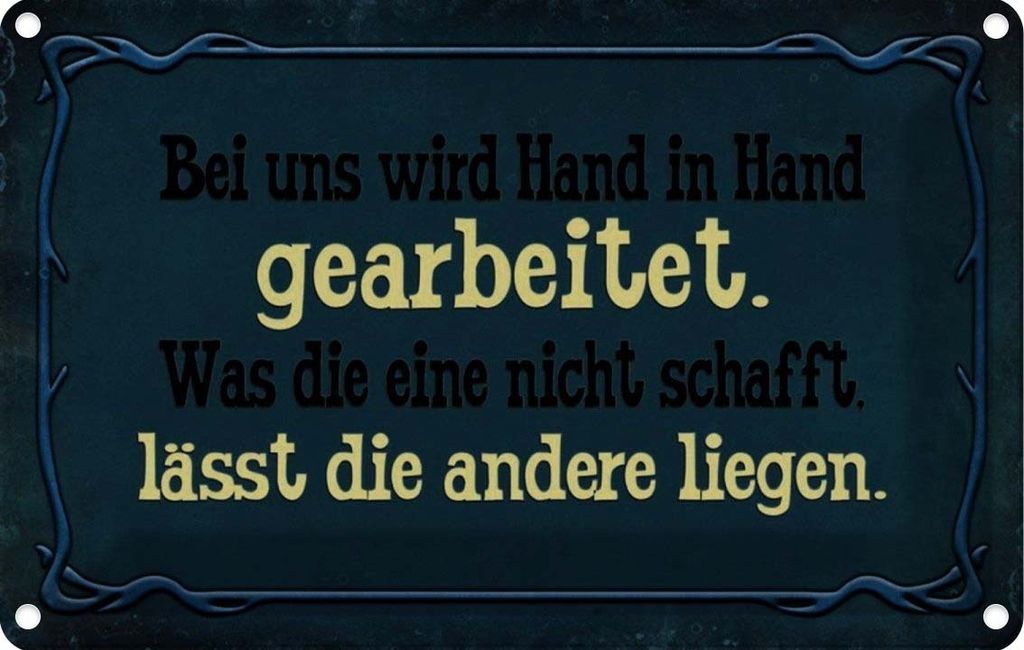 vianmo Blechschild 12x18 cm bei uns Hand in gearbeitet Spruch Zitat