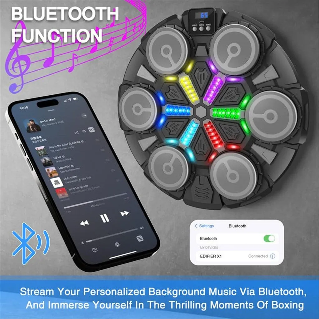 Machine de boxe Bluetooth, 5 modes de vitesse avec haut-parleur noir