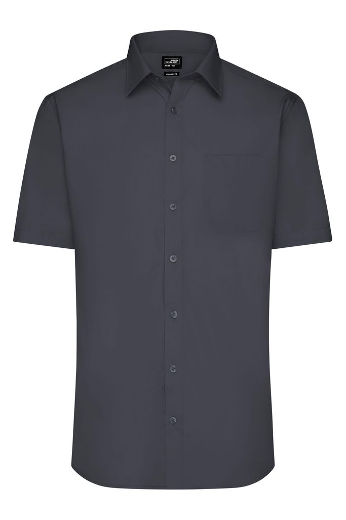 James & Nicholson Herren Popeline Hemd kurzarm JN680 carbon L