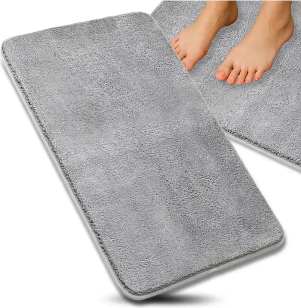 EDIBAZZAR | Tappeto da bagno morbido, assorbente e antiscivolo in grigio