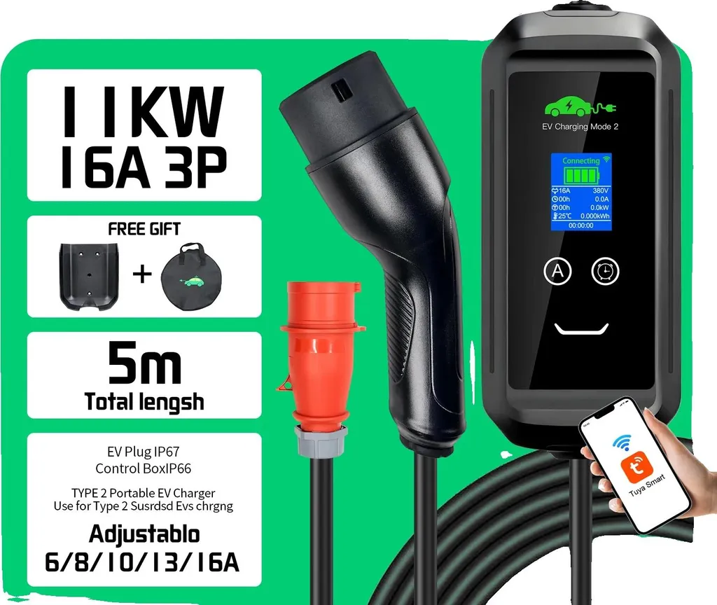 Chargeur Rapide 11kW Type 2 Connecté par Application pour Auto Électrique