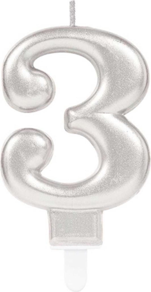 "Starlight Birthday" Zahlenkerze 9,3cm | Silber Zahl: 3 Produktbild 