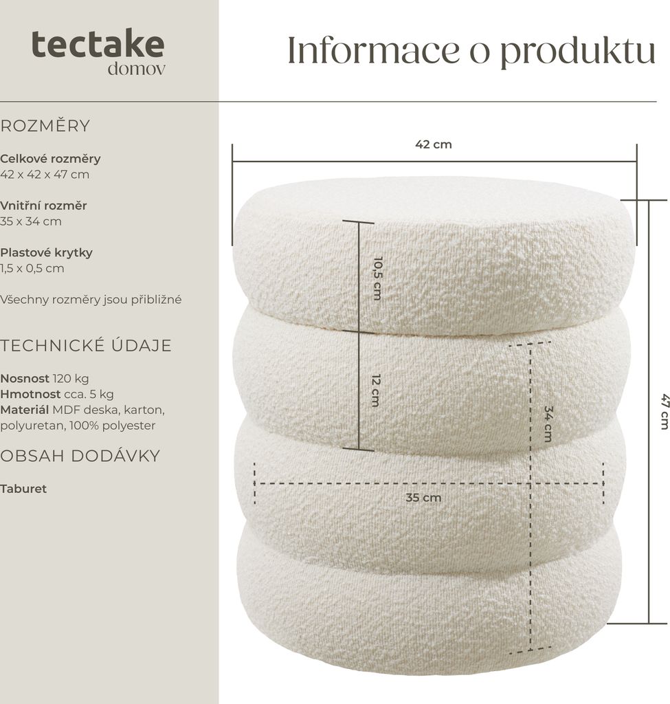 Stolička s úložným prostorem Altu 42 x 42 x 47 cm Obrázek produktu 7