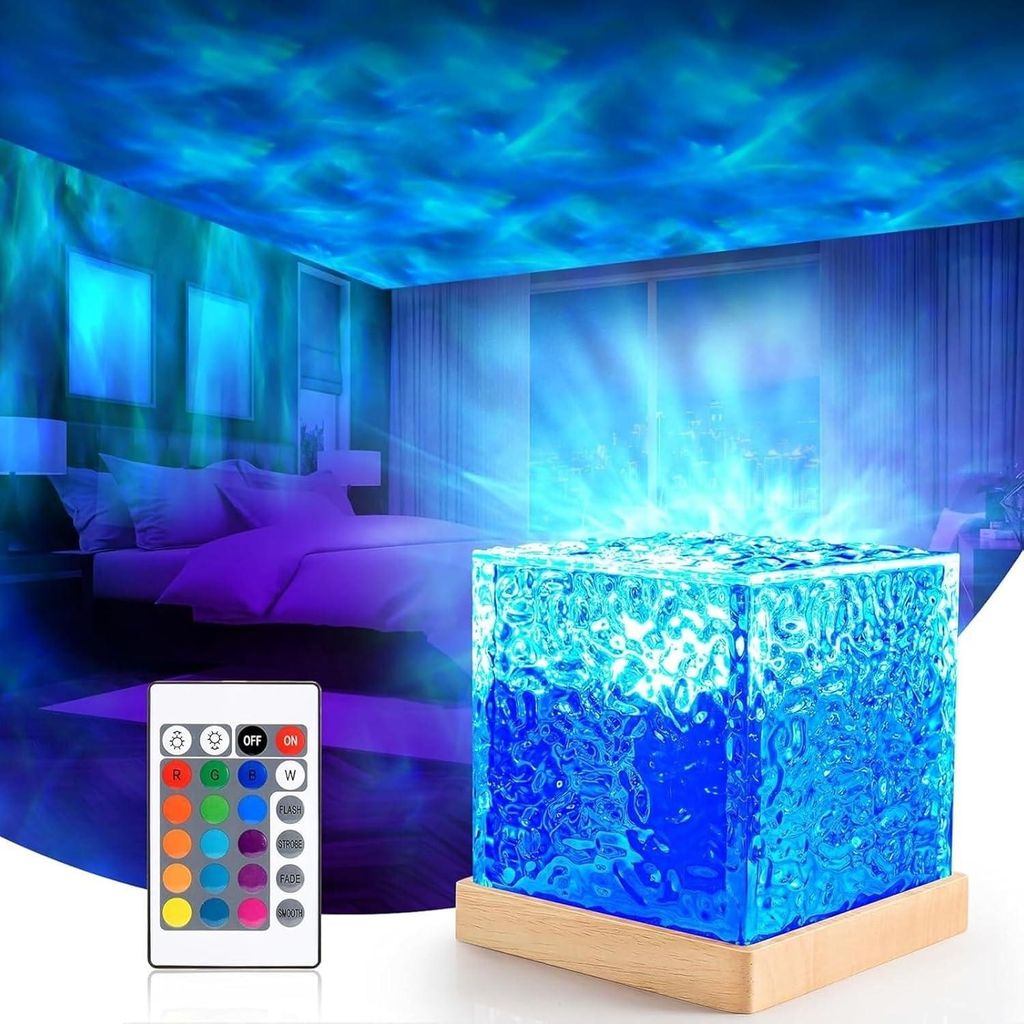 Northern Lights Projector Rotating Ocean Wave Projector Lamp Water Wave Gradient 16 Colors (with Remote Control) for Bedroom Kids Room Party Playroom