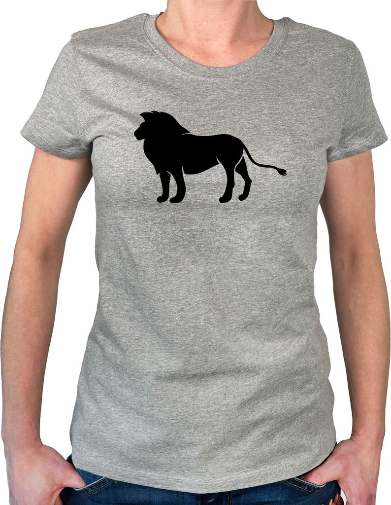 Huuraa Damen T-Shirt Löwe Silhouette XL Sport Grey Bio Baumwolle Fairtrade Damenshirt Geschenkidee