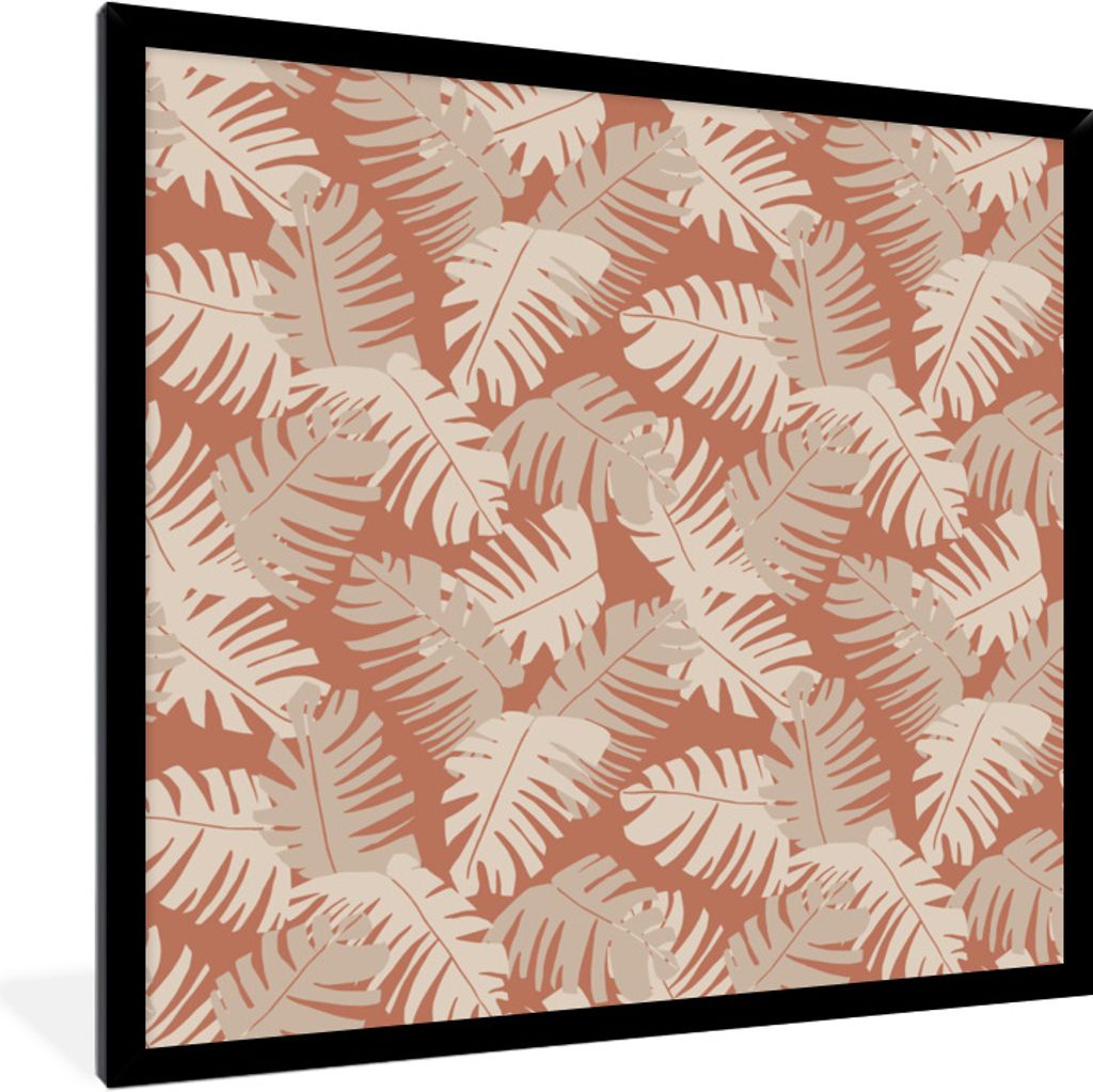 MuchoWow Gerahmtes Poster Sommer - Blätter - Tropisch 40x40 cm - Poster mit Schwarzem Bilderrahmen Wandposter Rahmen Foto Bilder - Mit Rahmen - ...