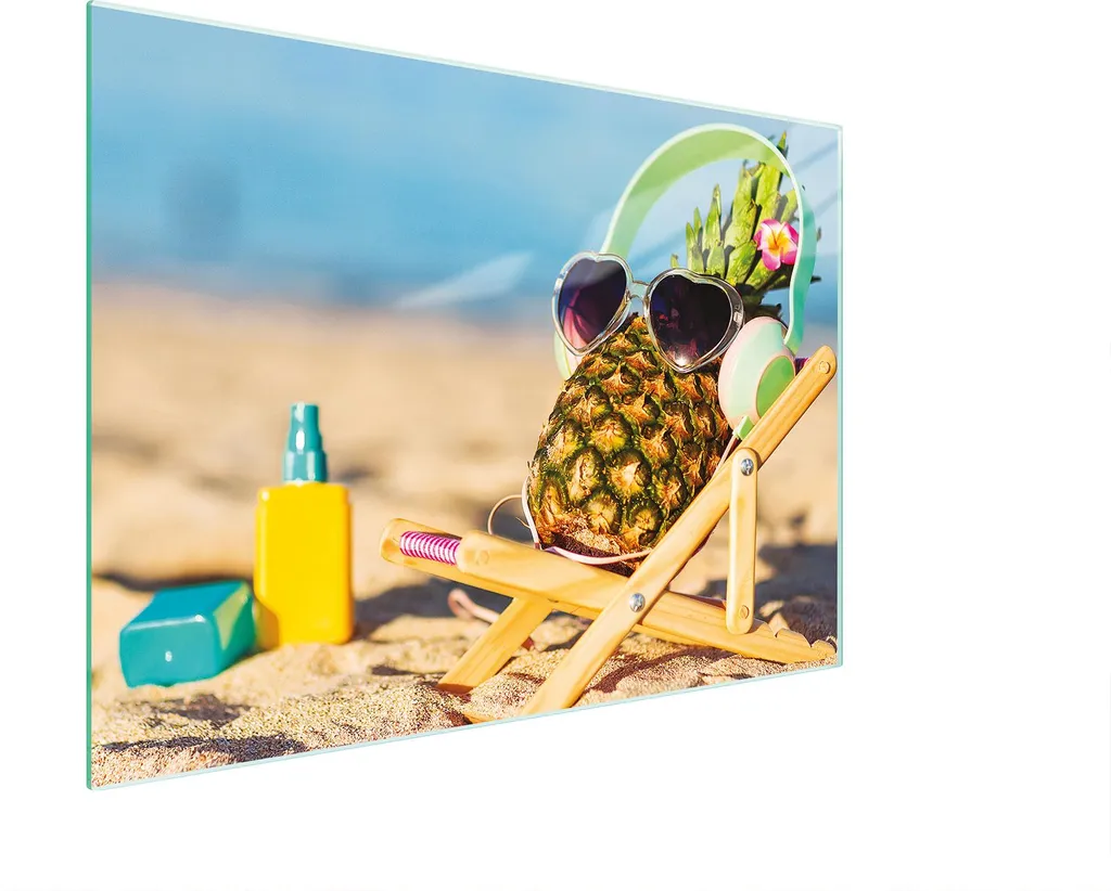 Tagliere in Vetro Decorativo Ananas 30x22 cm - Coprifornello Moderno