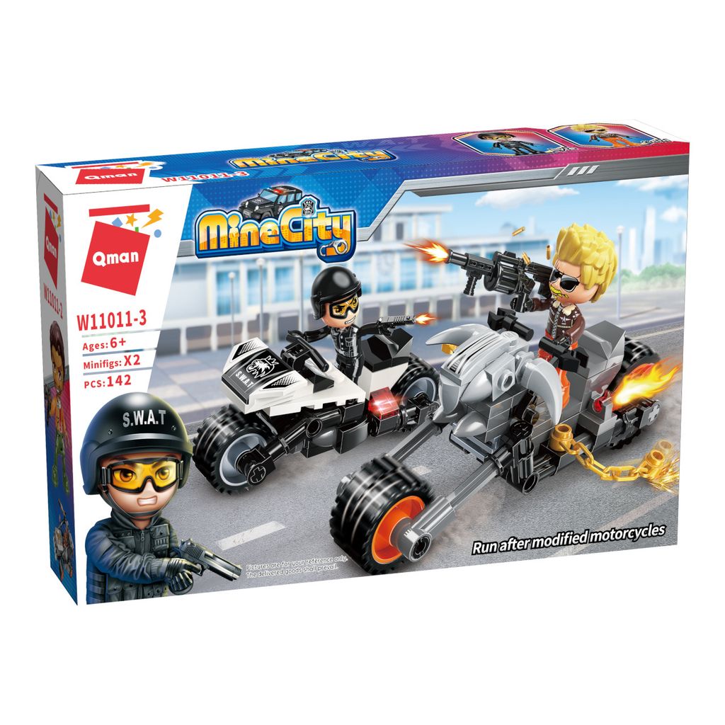 Qman Mine City Police W11011-3 Modifizierte Motorrder
