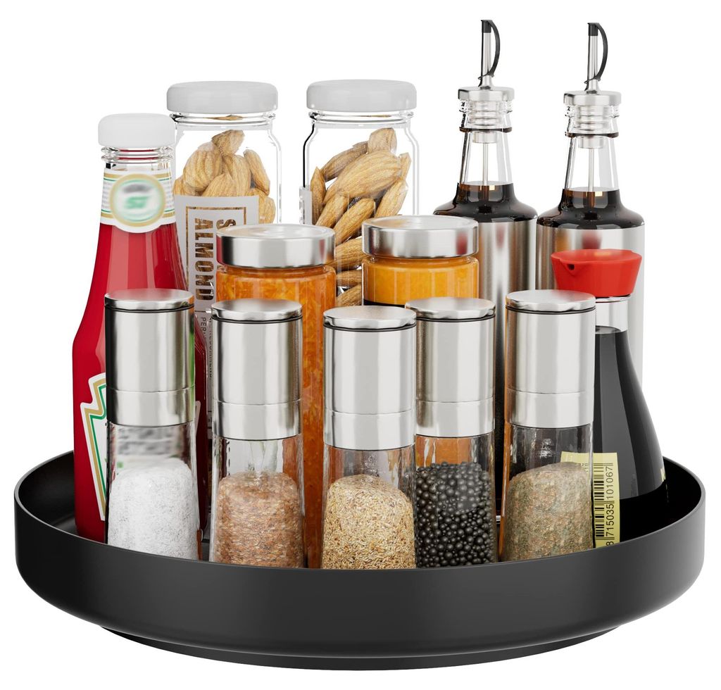 Drehbarer Gewürzorganizer – 27,9 cm drehbares Metall-Gewürzregal, für Schrank, Speisekammer, Küche, Arbeitsplatte, Badezimmer, Kühlschrank, ...