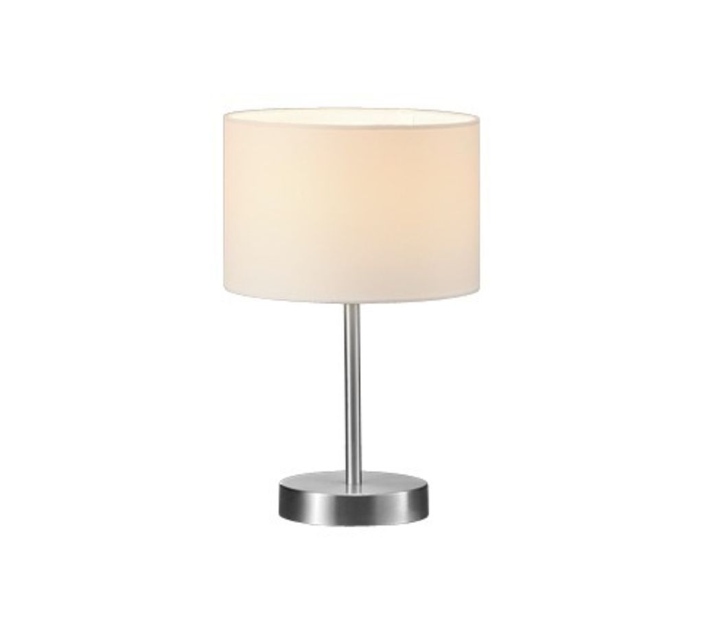 Trio Lampe de table argent mat Abat-jour tissu blanc Ø 20cm Image du produit 
