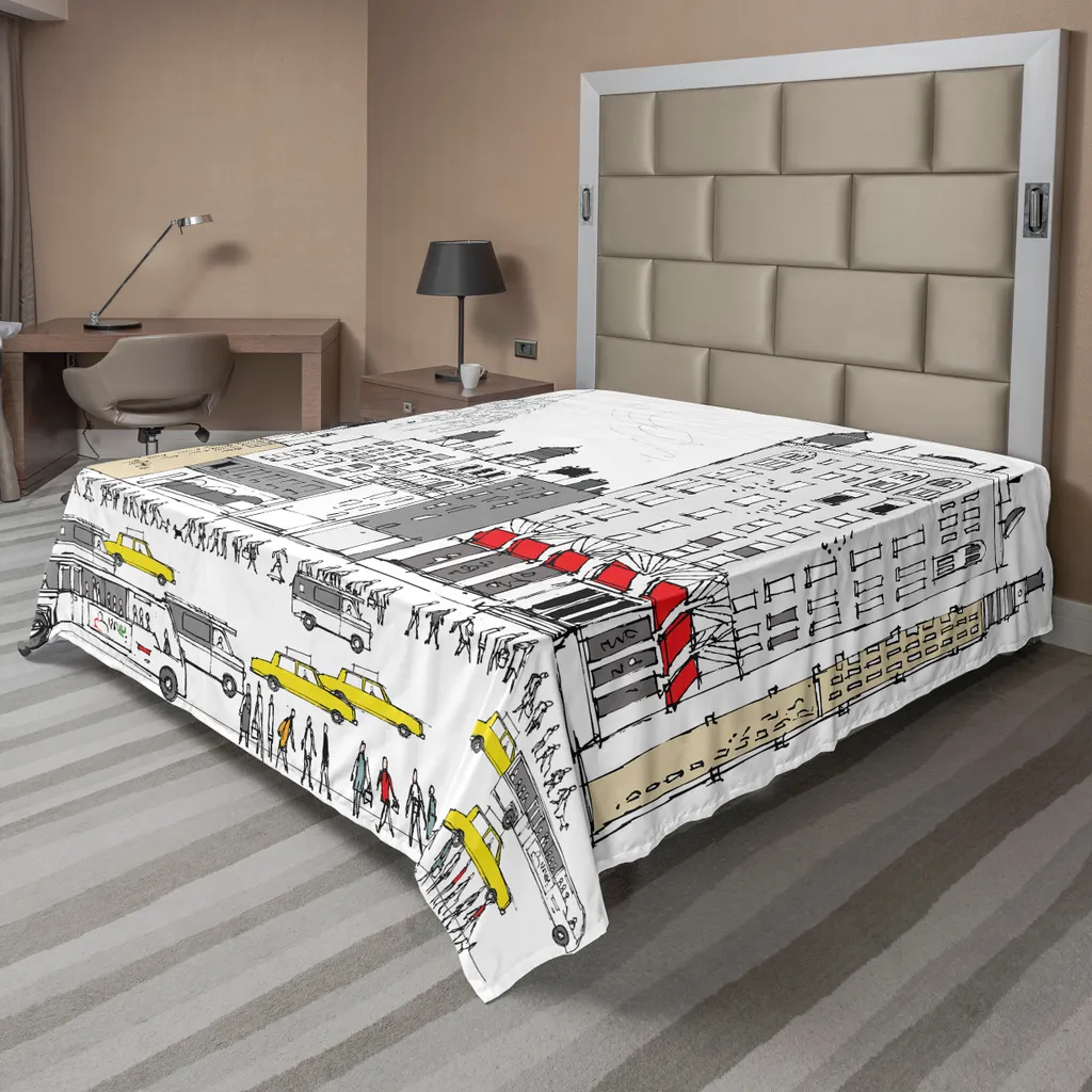 Drap plat doux Urban Life motif Taxi Jaune en tissu respirant 275 x 260 cm