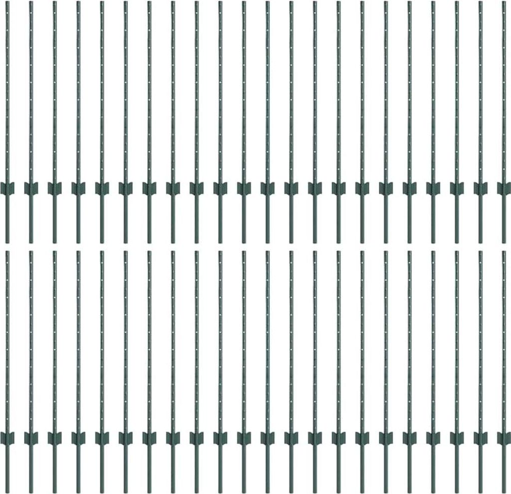 vidaXL Zaunpfosten 44 pcs Grün 140 cm Stahl