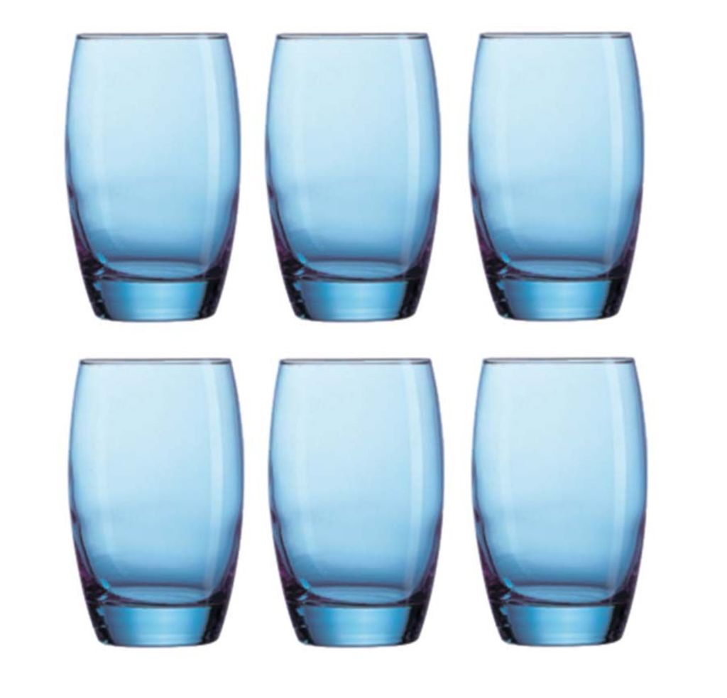 Arcoroc Trinkglaser - 6x Stuck - transparent blau - 350 ml