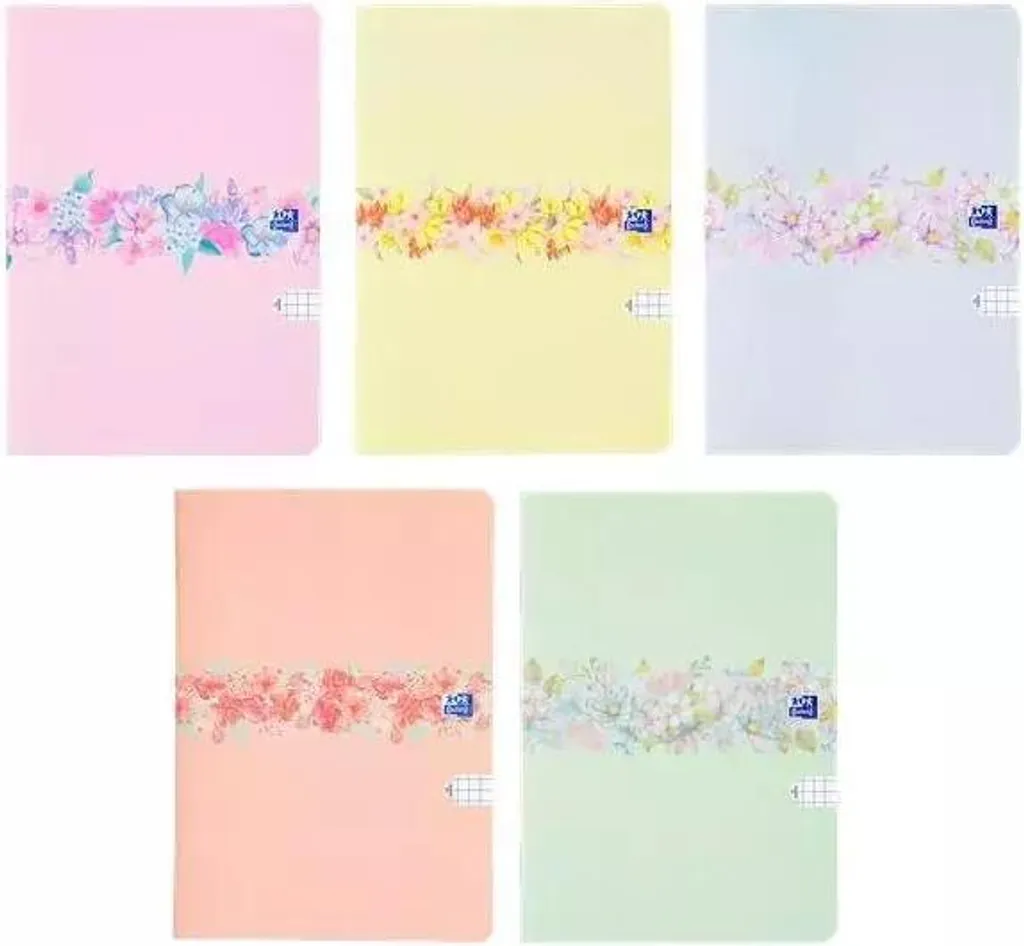Cahier OXFORD A5 Floral à petits carreaux 5x5 - Lot de 10 exemplaires