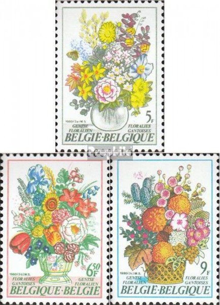 Briefmarken Belgien 1980 Mi 2017-2019 (kompl.Ausg.) postfrisch Genter Blumenschau