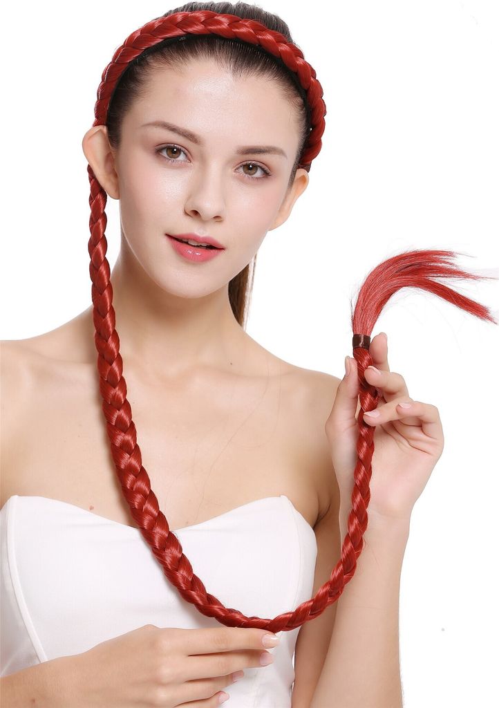 WIG ME UP Haarreif mit Zopf sehr lang geflochten rot N1038-137