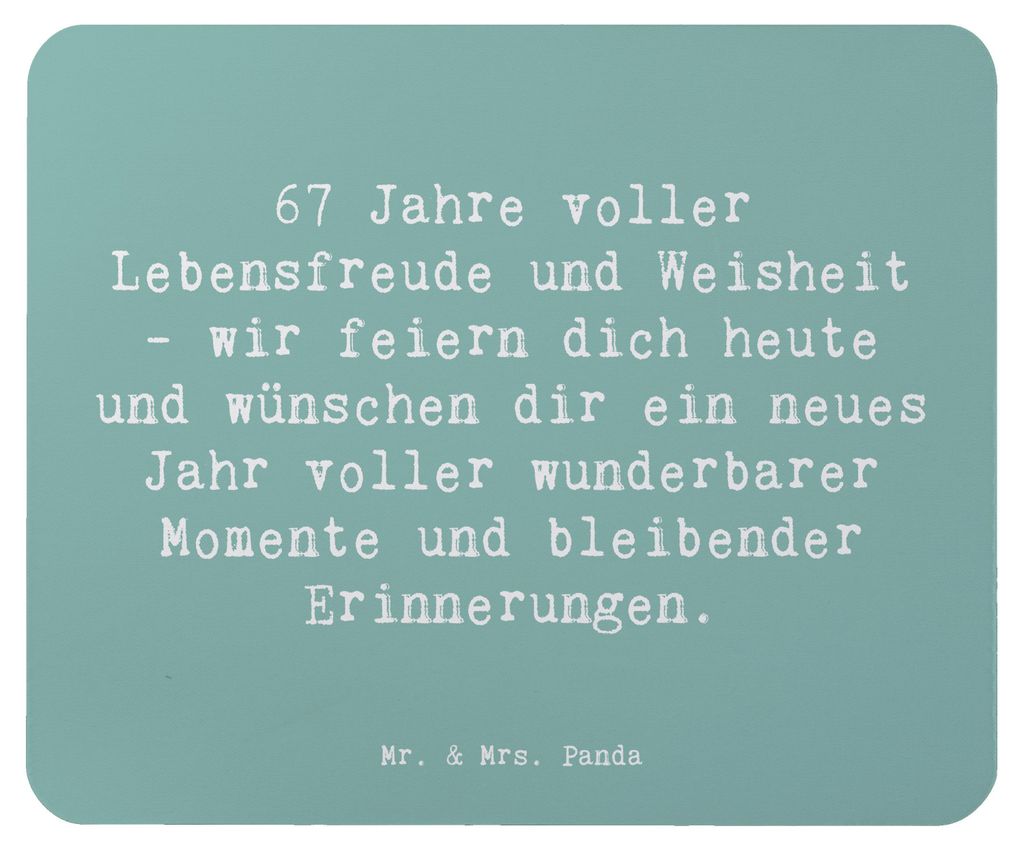 Mr. & Mrs. Panda Mousepad Spruch 67. Geburtstag - Meeresbrise - Geschenk, Lächeln, Happy Birthday, Mouse Pad, mauspad laptop, pc, Herz, Alter, Ill...