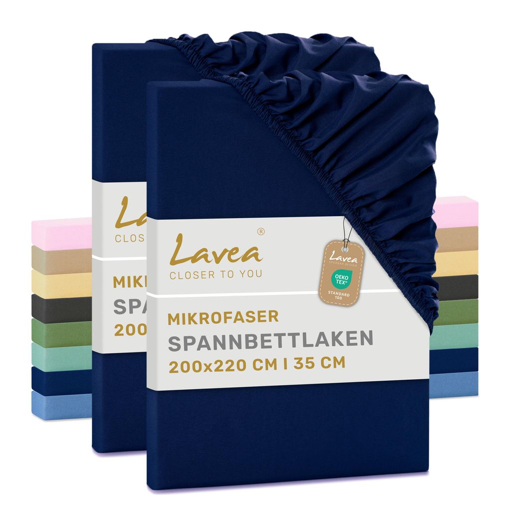 Lavea® 2er Set Spannbettlaken 200x220 cm aus Mikrofaser, Produktbild 