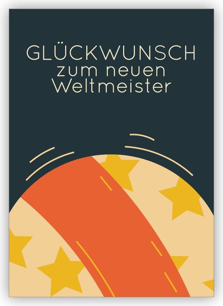 4x Schicke Retro Baby Glückwunschkarte zur Geburt mit Vintage Fußball: Glückwunsch zum neuen Weltmeister