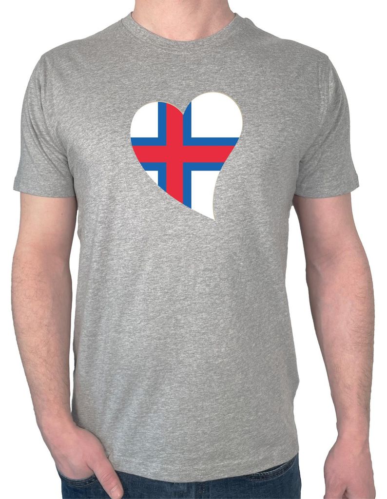 Huuraa Herren T-Shirt Färöer Flagge Herz L Sport Grey Bio Baumwolle Fairtrade Herrenshirt Geschenkidee