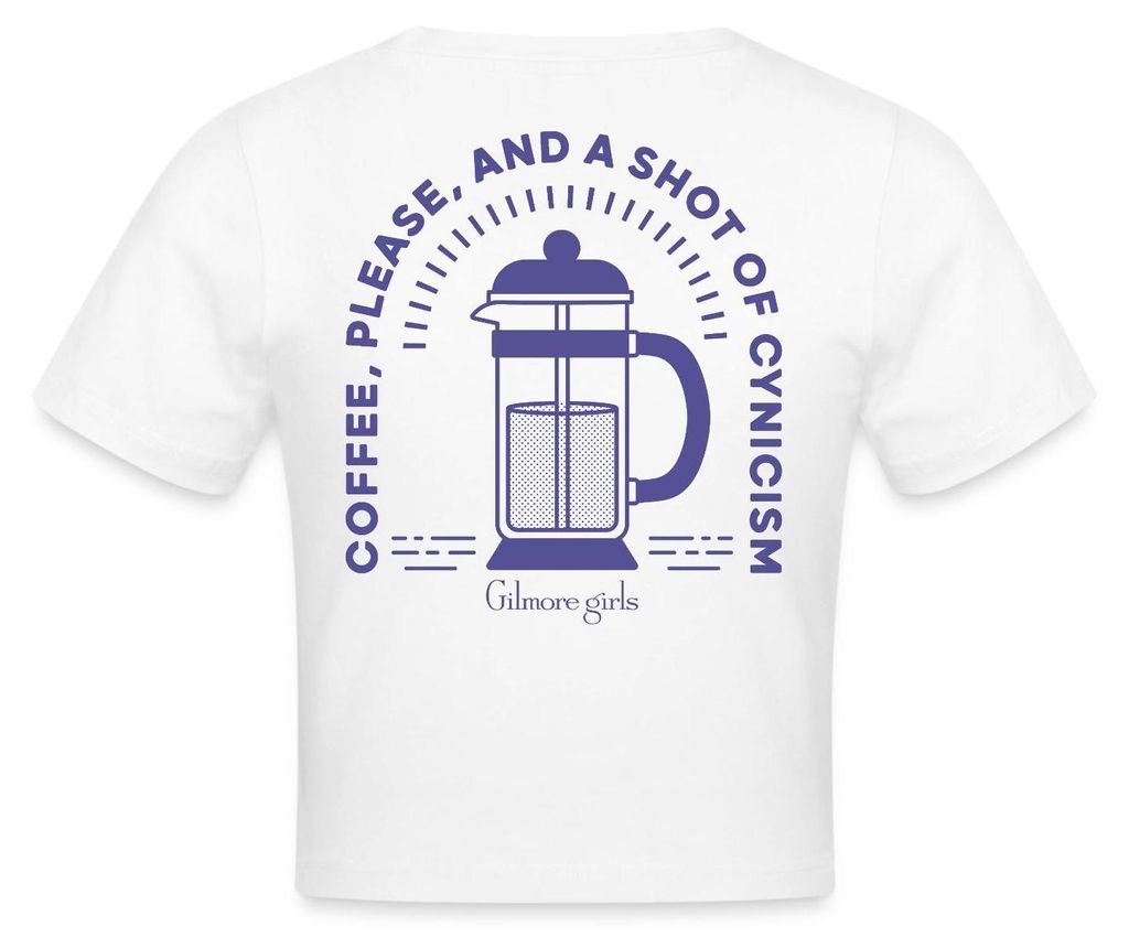 Spreadshirt Gilmore Girls French Press Mit Kaffeespruch Crop Top, M, Weiß