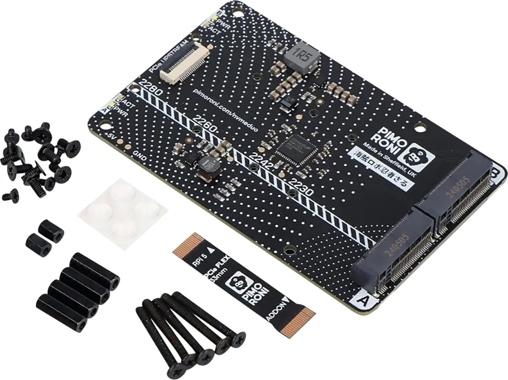 Pimoroni NVMe Base Duo: Doppia Potenza M.2 SSD per Raspberry Pi 5