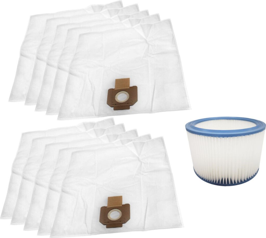 Trade-Shop SET: Microvlies Staubsaugerbeutel (10x) + Rundfilter kompatibel mit Nilfisk Alto Attix 30-01, 30-11, 30-21, 30-21 PC, 30-2M XC, 40-01 PC