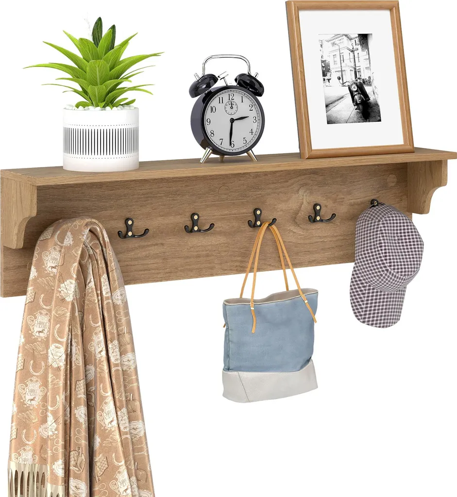 Occasione! Appendiabiti COSTWAY 80cm Legno 6 Ganci Mensola