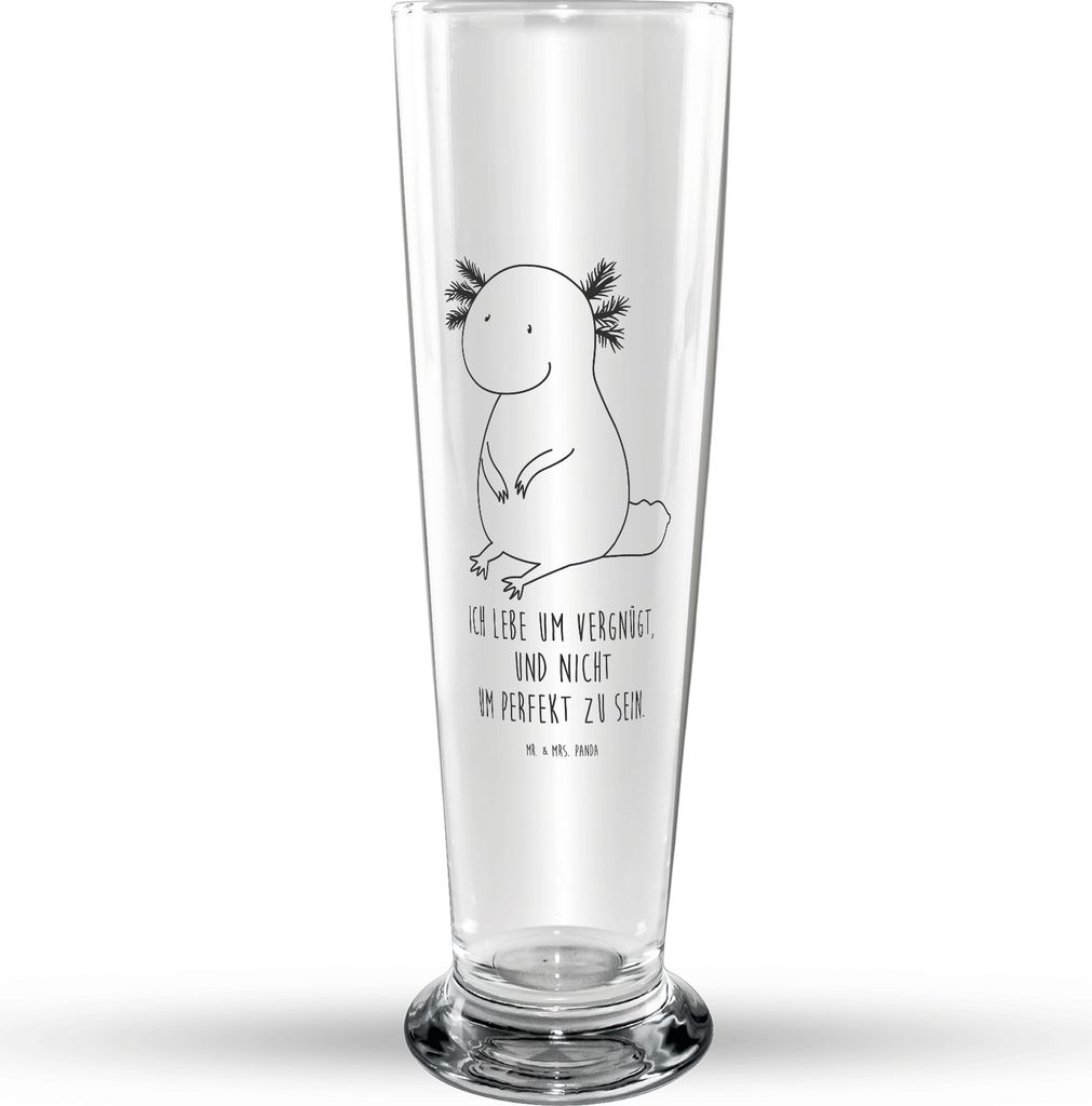 Mr. & Mrs. Panda Trinkglas Axolotl Niedlich - Transparent - Geschenk, Liebe, Glasbierglas, Lebensweisheit, Weisheit, Glasbecher, Bier Glas, Freundi...