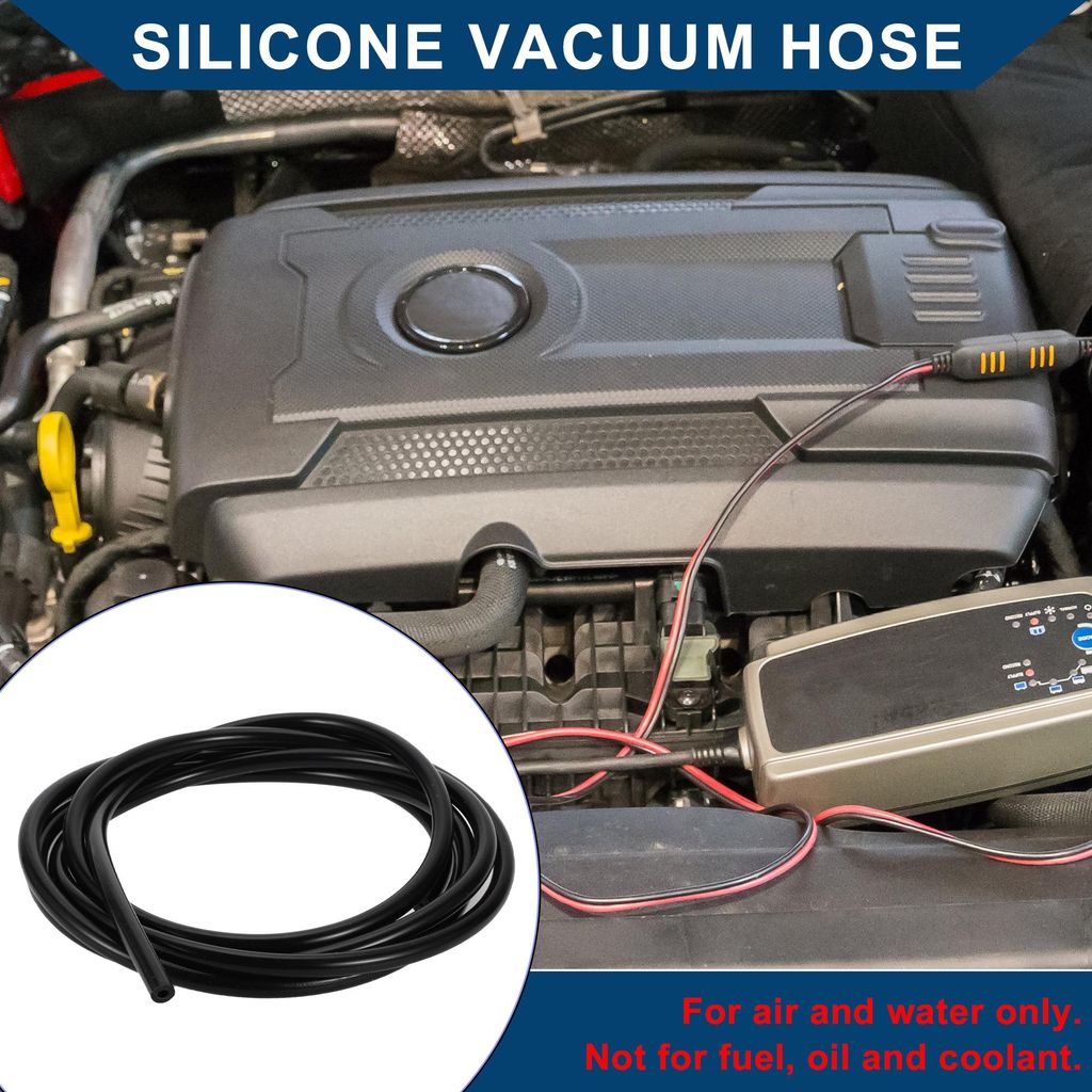 Silikon-Vakuumschlauch für Automobil-Vakuumsysteme Hochtemperatur 6,6ft 5/16" 8mm ID 3,5mm Dicke 1 Stück Schwarz