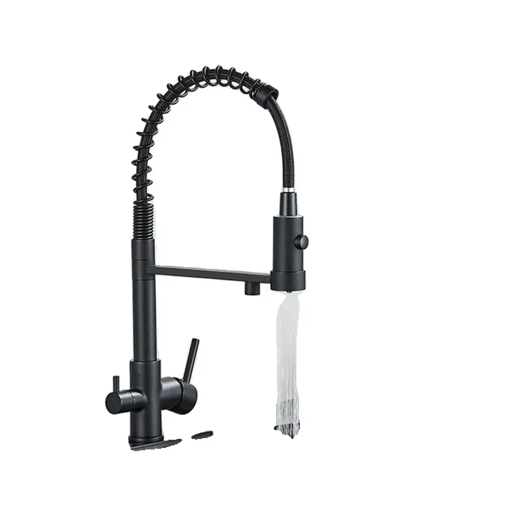 Miscelatore Lavello Cucina Bicomando Nero Cromo - Kit Installazione Inclusa