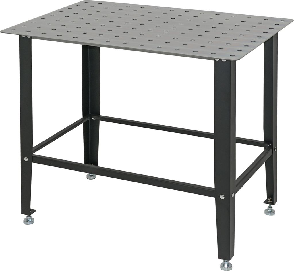 Schweißtisch mit Lochplatte Stahl 91,5 x 61 x 80 cm Tragkraft 200 kg Arbeitstisch in Mattschwarz