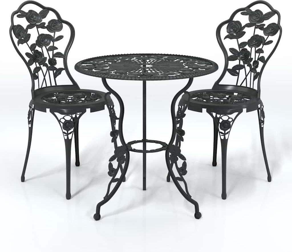 vidaXL 3-dielna súprava Bistro Cast Aluminium Black Obrázok produktu 