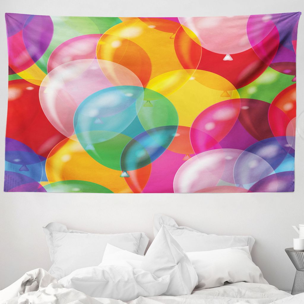 ABAKUHAUS Bunt Wandteppich, Luftballons Fun aus Weiches Mikrofaser Stoff Waschbar ohne Verblassen Digitaldruck, 230 x 140 cm, Mehrfarbig