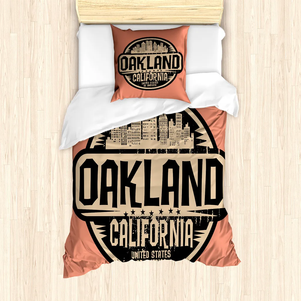 ABAKUHAUS Oakland Set Copripiumino 135x200 Antiacaro Design Calligrafico