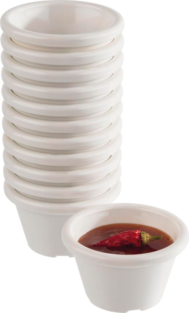 12er Set Dipschälchen aus PET-Kunststoff Weiß für je 40 ml ØxH: 6 x 3,5 cm