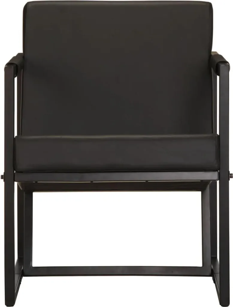 Fauteuil Noir en Cuir Véritable Durable et Facile à Entretenir - vidaXL