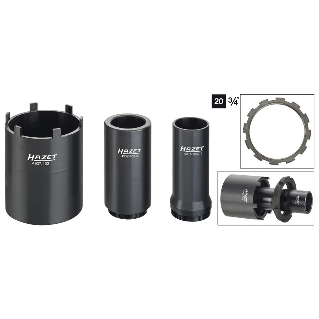 Hazet Nkw Zapfenschlüssel Satz 4937-103/3, 3/4 (20 mm) Vierkant hohl, 3-tlg.
