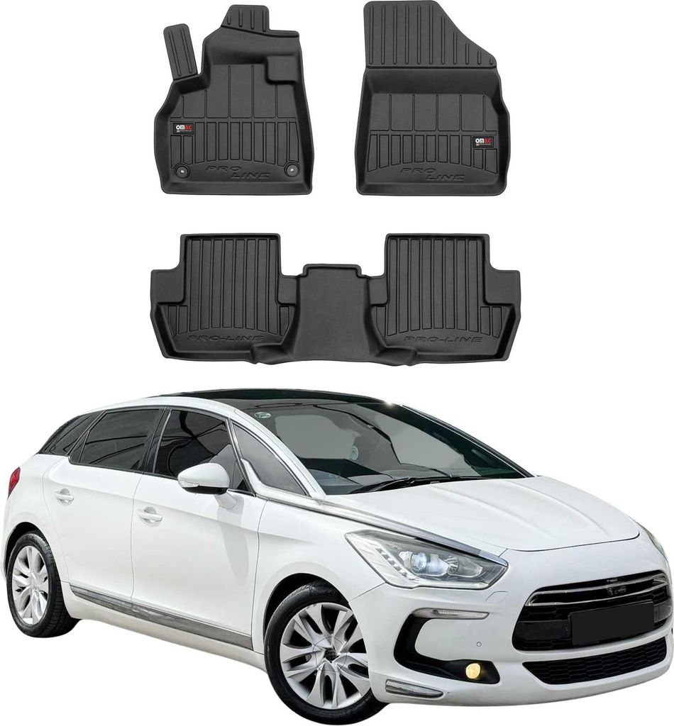 OMAC Gummi Fußmatten für Citroen DS5 2011-2015 Premium TPE Automatten Schwarz 3x