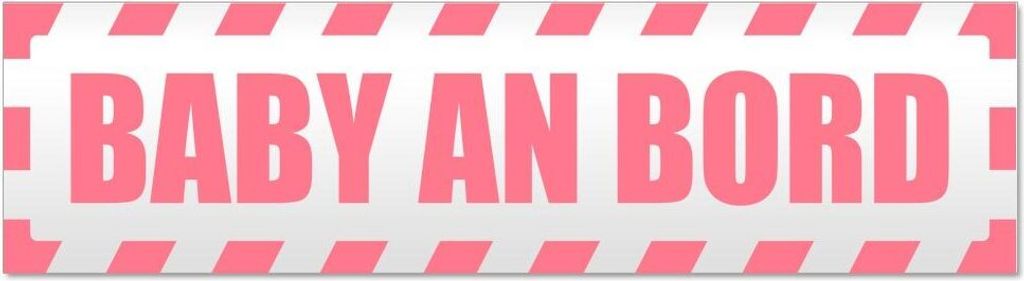 Kiwistar - Autoaufkleber - Hellrosa - 30 x 8 cm - Baby an Bord gestreift - Hinweis Aufkleber Sticker für Auto, Kfz, Fahrrad, PKW, LKW