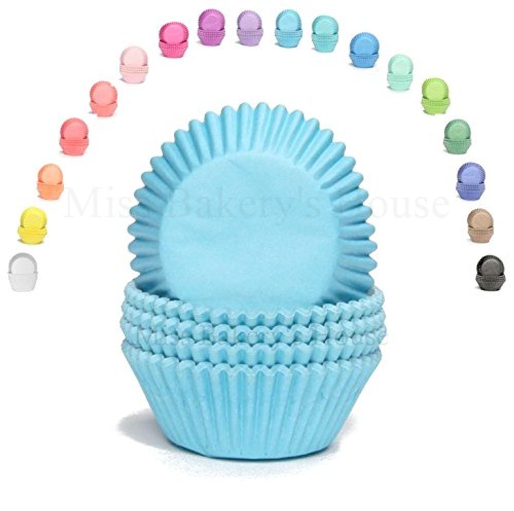 Miss Bakery's House Papierbackförmchen - Standard - Hellblau - 75 Stück - Ø 5 cm x 3 cm - backfest - für Muffins und Cupcakes - zum Mitbacken i...