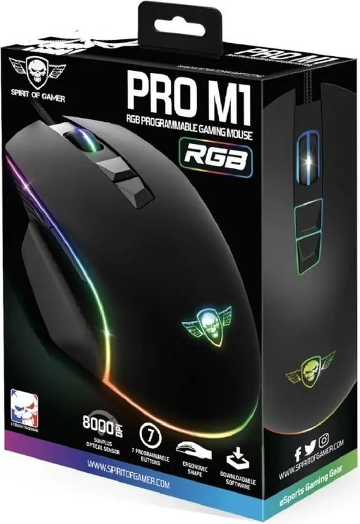 Souris Gaming Spirit of Gamer PRO-M1 8000 DPI Idéale FPS et Bureautique