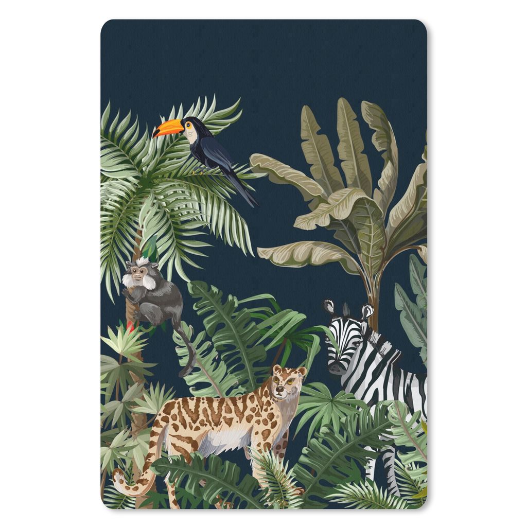 MuchoWow Mauspad Mousepad Dschungel - Pflanzen - Tiere - Kinder - Flamingo - Zebra 40x60 cm - Mousepads - Maus Mat - Pad - Mausunterlage - Schrei...